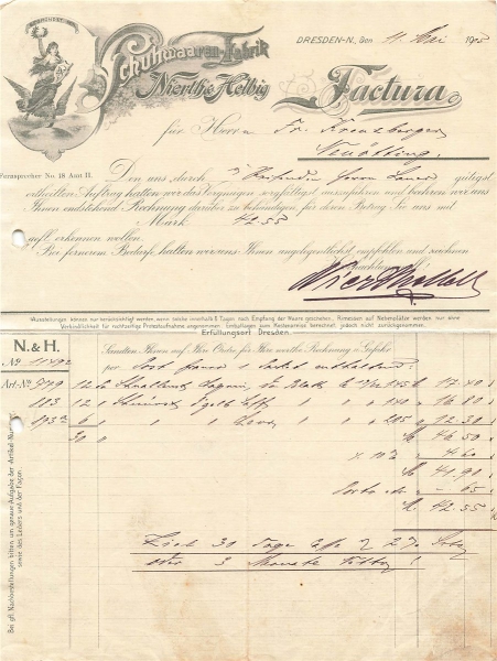 Alte Rechnung,"Nierth & Helbig, Dresden" 11.05.1903