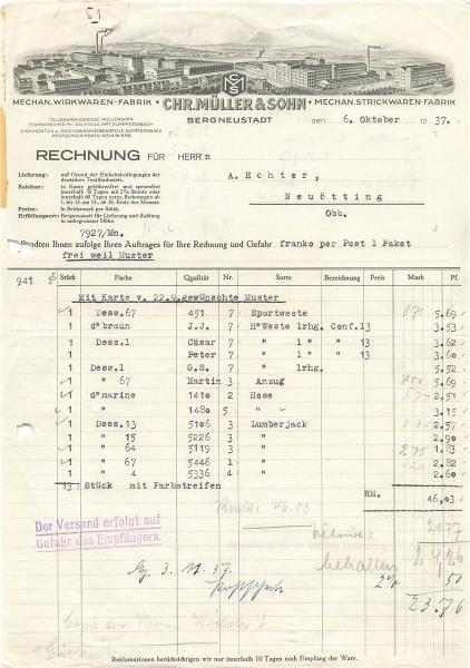 Alte Rechnungen, "Fichtel & Sachs, Schweinfurt a.M." 08.08.1902