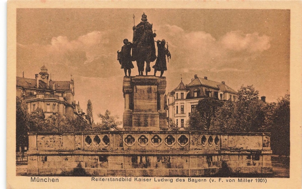 AK München (23552), Reiterstandbild Kaiser Ludwig, n. gelaufen