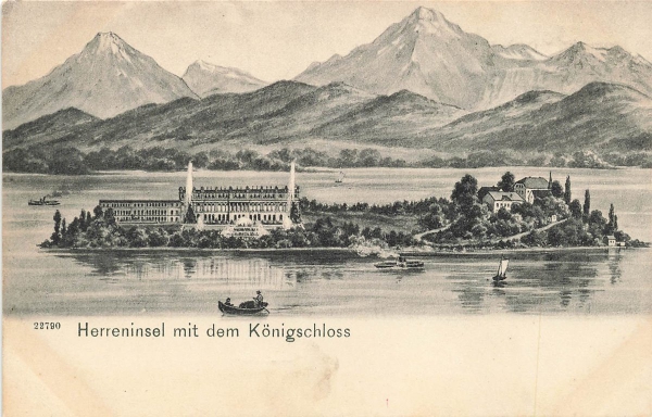 AK Chiemsee (83256), Herreninsel mit dem Königschloss, n. gelaufen