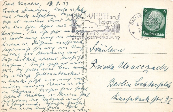 AK Rottach-Egern (83700), Egern mit Wallberg, gelaufen 14.08.1935