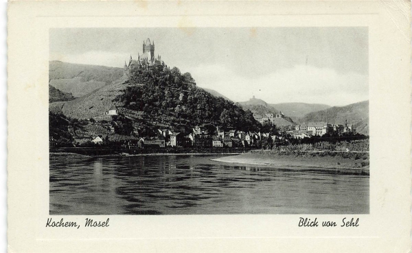AK Cochem (56812), Kochem an d. Mosel, Blick von Sehl, n. gelaufen