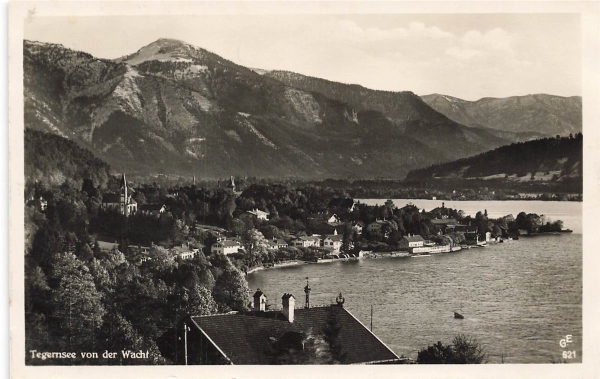 AK Tegernsee (83684), Tegernsee von der Wacht, gelaufen 12.09.1933