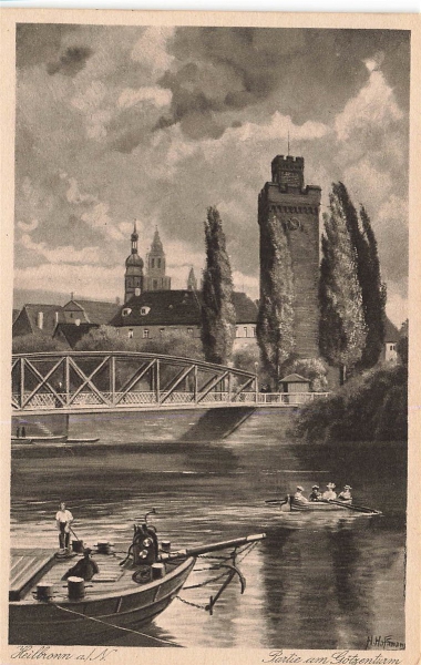 AK Heilbronn a.N. (74072), Partie am Götzenturm, n. gelaufen