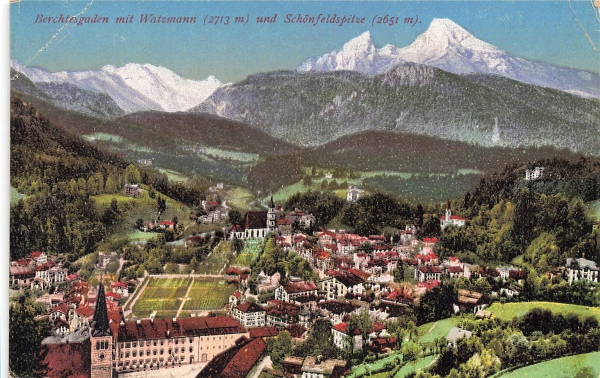 AK Berchtesgaden (83471), Berchtesgaden mit Watzmann,, n. gelaufen