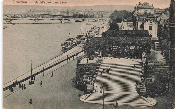 AK Dresden (01067), Brühl'sche Terrasse, n. gelaufen