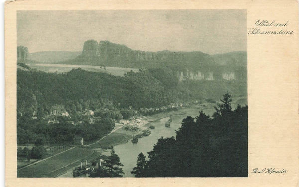 AK Bad Schandau (01814), Elbtal und Schrammsteine , n. gelaufen