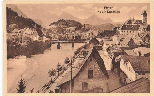AK Füssen (87629), Füssen, An der Lechbrücke, n.gelaufen
