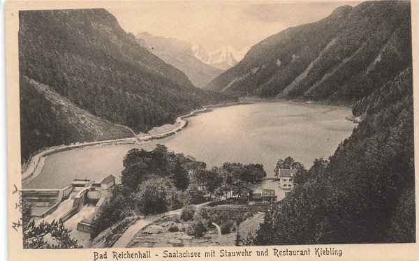 AK Bad Reichenhall (83435), Saalachsee, Stauwehr und Restaurant Kiebling, n.gelaufen