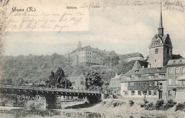 AK Gera (07545), Schloß von Gera, gelaufen am 17.12.1904 (Passau)
