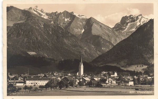 AK Oberstdorf.i./Allg (87561), Hohenluftkurort Oberstdorf i.Allg., gelaufen am 15.06.1936