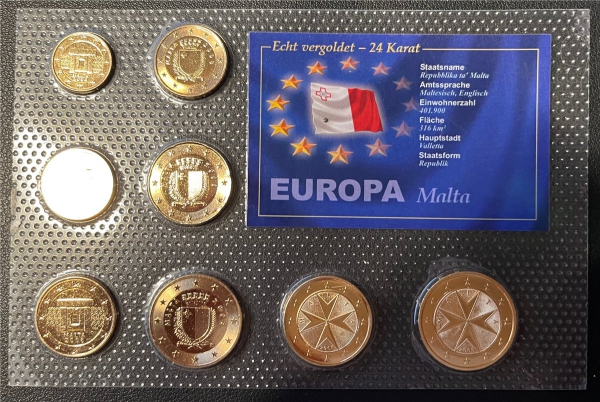 KMS - Malta - EURO-Motivsatz  2008, vergoldet ("Noppenfolie verschweißt")