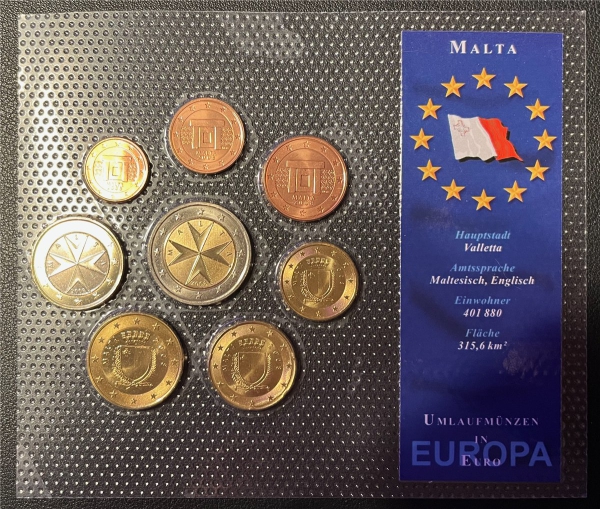 KMS - Malta - EURO-Motivsatz 2008 - ("auf Noppenfolie verschweißt")