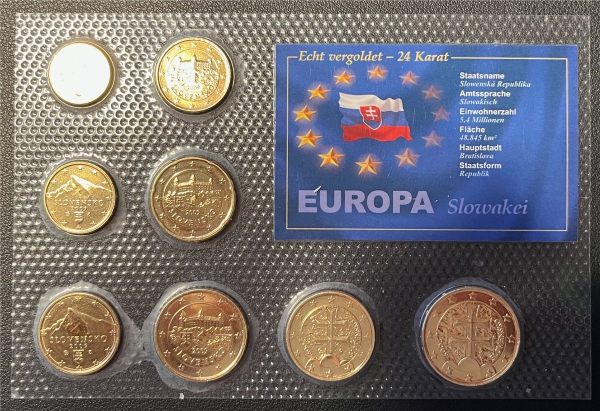 KMS - Slowakei 2009 - EURO-Motivsatz - vergoldet ("auf Folie verschweißt") (2)