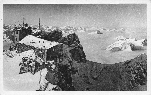 AK Garmisch-Partenkirchen (82467), Bayerische Zugspitzbahn, Blick von der Gipfelstation 2966 m, n. gelaufen