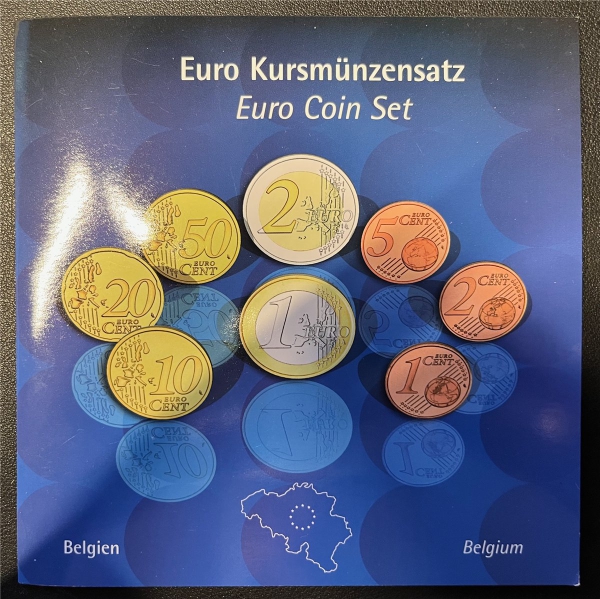 KMS - Belgien -  im Folder - Kursmünuensatz  (eingeschweißt und org.verpakt) (2)