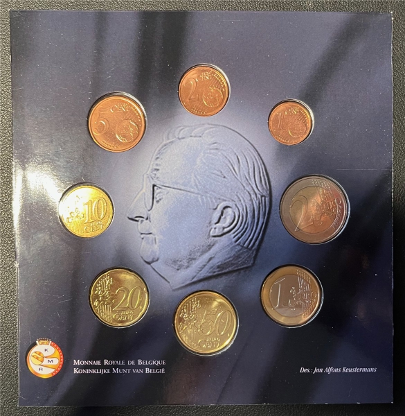 KMS - Belgien -  im Folder - Kursmünuensatz 2003  (eingeschweißt und org.verpakt)