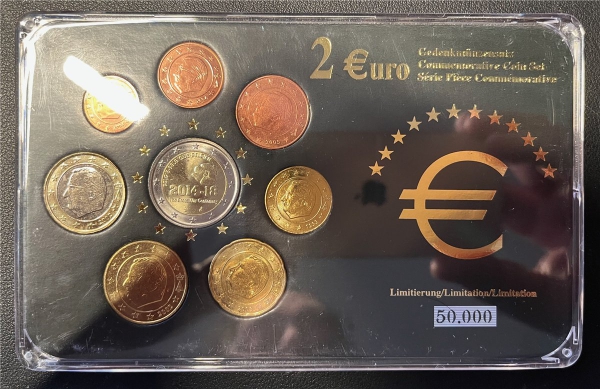 KMS - Belgien- Euro-Premiumsatz mit Gedenkmünze von 2014 (eingeschweißt und org.verpackt)