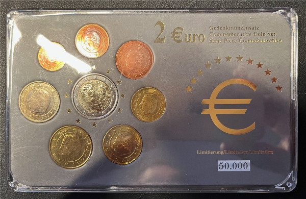 KMS - Belgien- Euro-Premiumsatz mit Gedenkmünze von 2011 (eingeschweißt und org.verpackt)