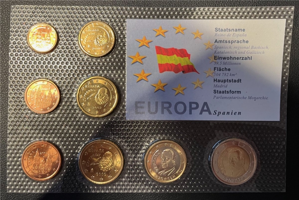 KMS - Spanien 2002 - EURO-Motivsatz - ("auf Folie verschweißt")