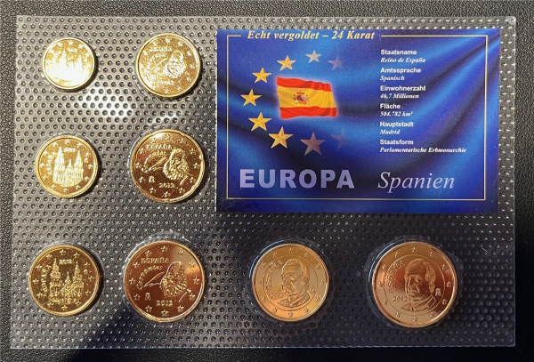 KMS - Spanien 2012 - EURO-Motivsatz - echt vergoldet ("auf Folie verschweißt")