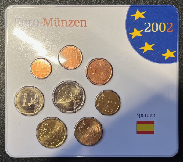 KMS - Spanien 2001 - Kursmünzen im orginal Folder (org.verpakt)