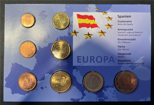 KMS - Spanien - Kursmünzen im orginal Folder (org.verpakt)