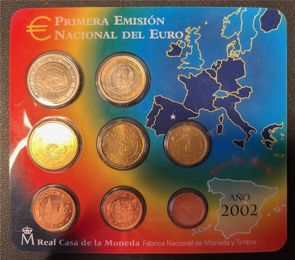 KMS - Spanien 2002 - Primera Emision National Del Euro (org. verpackt und verschweißt)