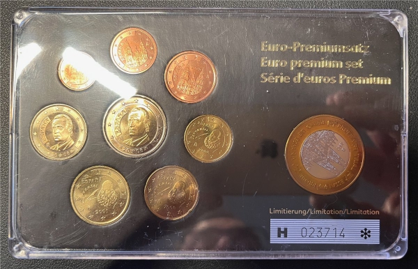 KMS - Spanien - EURO-Prestigesatz in Plastikfolder mit Nummer (org. verpackt)