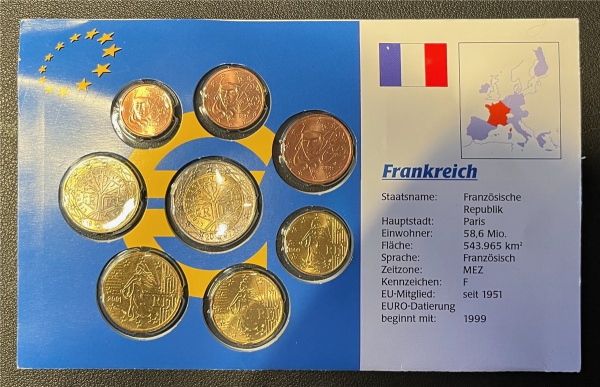 KMS - Frankreich - KMS-Satz, "Euro-Umlaufmüznen", (ungeöffnet) (2)