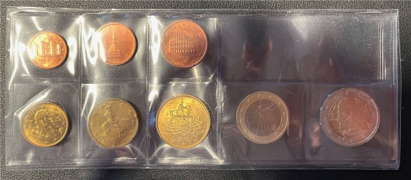 KMS - Italien 2002 -  Plastikholter - EURO-Kursmünzen (org.verpakt)
