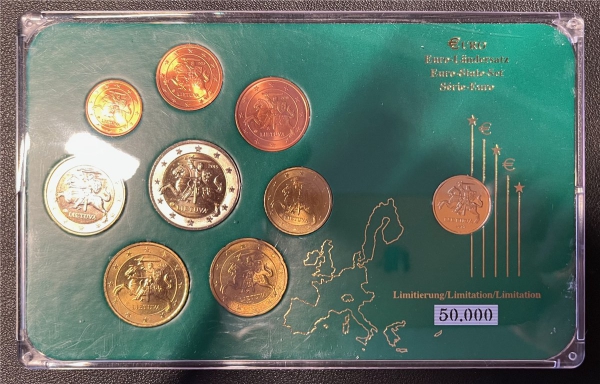 KMS - Litauen 2015 - KMS-Satz - im Folder mit vergoldeter Münze ("limitiert")