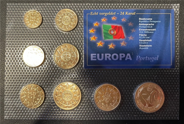 KMS - Portugal 2009 - EURO-Motivsatz, vergoldet - ("auf Folie verschweißt")