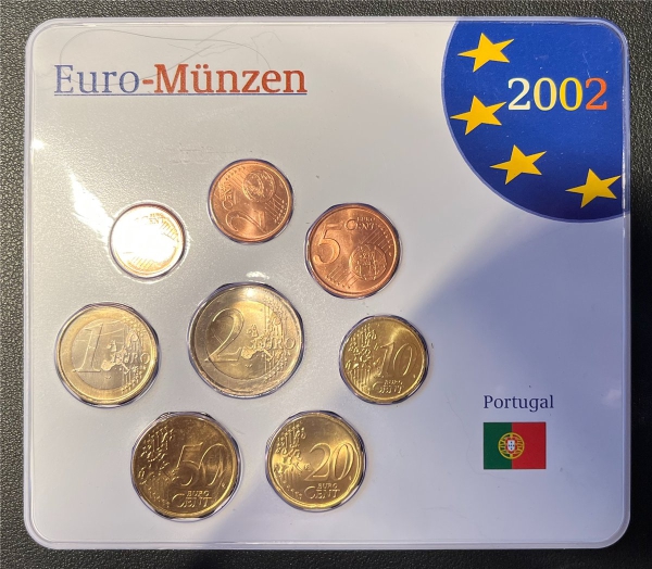 KMS - Portugal 2002 -  im Plastik-Folder - EURO - Kursmünzen (org.verpakt und verschweißt)