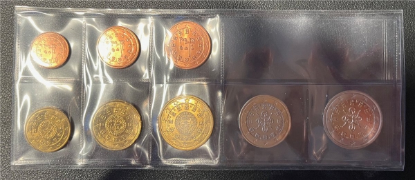 KMS - Portugal 2002 - EURO-Motivsatz, 0.01-2.00 € im Folder (in Plastik verpackt)