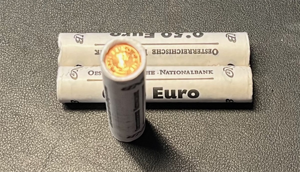 Münzrolle - 50 x 1 Cent Münze Österreich - 2002 - "Enzian"