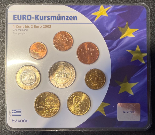 KMS - Griechenland 2003 - "Euro-Kursmünsen" (org.verpackt, verschweißt)