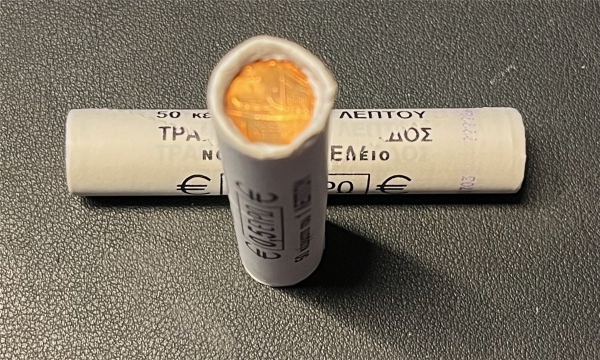 Münzrolle - 50 x 1 Cent Münze Griechenland 2003 - "Antike athenische Thriere"