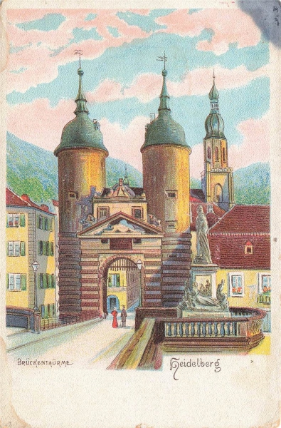 AK Heidelberg (69115), Brückentürme, n. gelaufen
