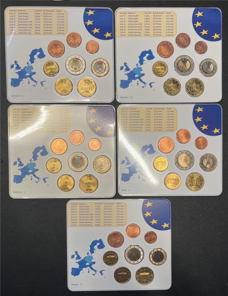 KMS - Deutschland - Euro Kursmünzensatz Deutschland 2004 (Prägung A-D-F-G-J) im Blister