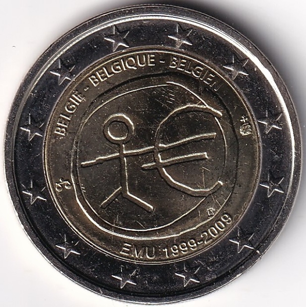 2 Euro Gedenkmünze Belgien - 2009 - "10 Jahre Europische Währungsunion"