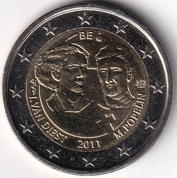 2 Euro Gedenkmünze Belgien - 2011 - "100 Jahre Intern. Frauentag"