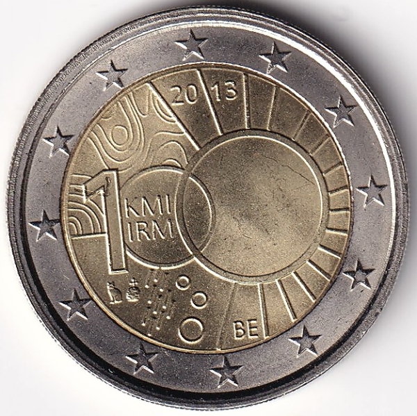 2 Euro Gedenkmünze Belgien - 2013 - "100. Jahrestag Meteorologischen Institut"