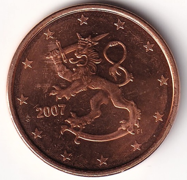 5 Cent Münze Finnland - 2007 - "Löwe mit Schwert und Krone"
