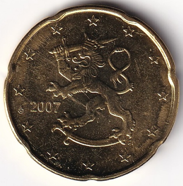20 Cent Münze Finnland - 2007 - "Löwe mit Schwert und Krone"
