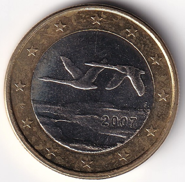 1 Euro Münze Finnland - 2007 - "Fliegende Singschwäne"