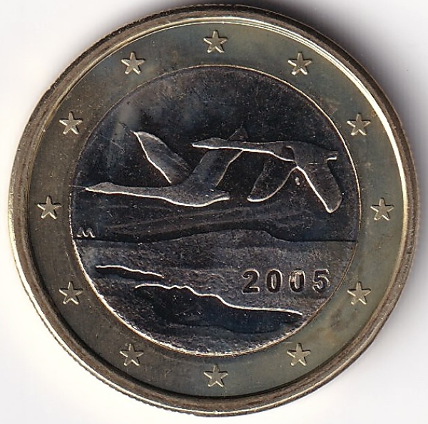 1 Euro Münze Finnland - 2005 - "Fliegende Singschwäne"