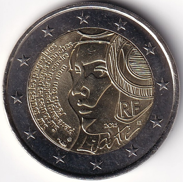 2 Euro Gedenkmünze Frankreich - 2015 - "225 Jahrestag d. Förderationsfestes"