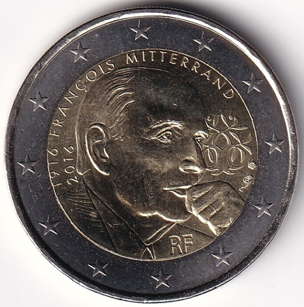 2 Euro Gedenkmünze Frankreich - 2016 - "100. Geburtstag Francois Miterrand"