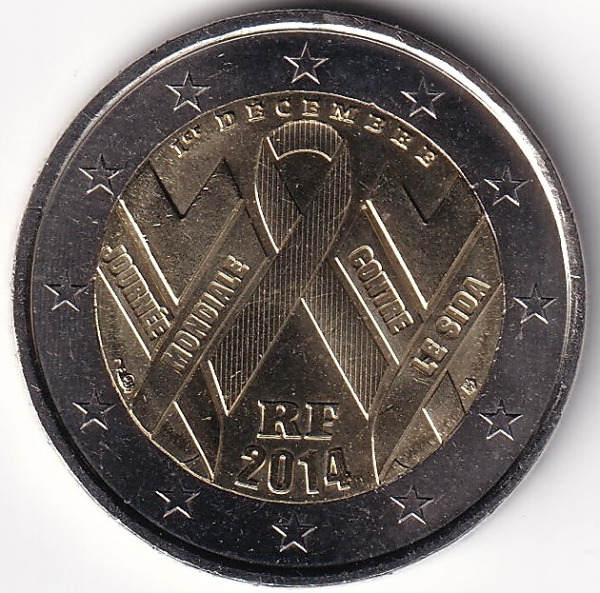 2 Euro Gedenkmünze Frankreich - 2014 - "Welt-AIDS-Tag"
